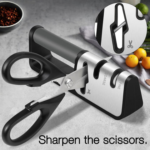 Image of Knife Sharpeners, 4 in 1 Professional Knife Sharpening Kitchen Blade and Scissors Sharpening Tool, Powerful Professional Chef'S Kitchen Knife Accessories, Manual Knife Sharpener