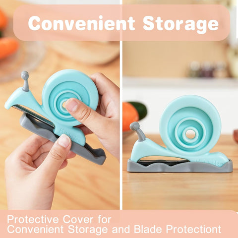 Image of Vegetable Peeler for Kitchen,  Kids Peeler for Potate Carrot Fruit,Cute Snail Design Comfortable Handle for Safety and Control, Peeler for Cucumber, Kiwi, Veggie(Blue)