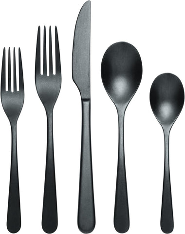 Image of 894805 Kenbrook Black Tumbled 20 Piece Everyday Flatware Set, Service for 4