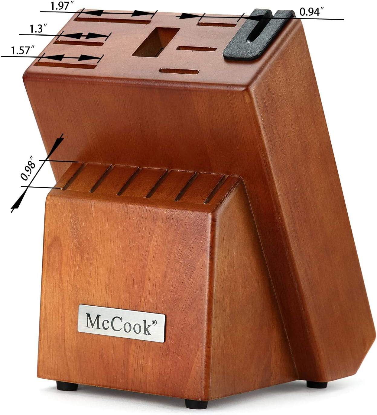 Knife Block W Built-In Sharpener Wood Kitchen Knife Block Holder without Knives Countertop Butcher Block Knife Holder and Organizer with 13 Slots for Easy Kitchen Knife Storage