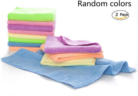 Image of Rubber Cleaning Gloves Kitchen Dishwashing Glove 2-Pairs and Cleaning Cloth 2-Pack,Waterproof Reuseable. (Medium)
