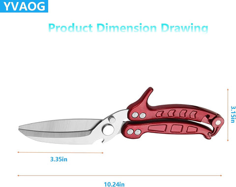 Image of Kitchen Scissors/Shears,Multi-Purpose Super Sharp Heavy Duty Poultry Scissors,For Poultry, Fish, Meat, Vegetables, a Good Partner in the Kitchen (Burgundy)