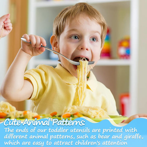Image of 36 Pcs Kids Silverware Set Toddler Utensils Stainless Steel Safe Forks and Spoons 16 Kids Forks 16 Kids Spoons Children Metal Cutlery Set Baby Flatware Sets (Silver)