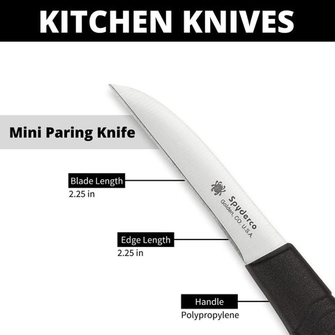 Image of Mini Paring Kitchen Knife with 2.25" Stainless Steel Blade with Durable Black Polypropylene Handle - Plainedge - K09PBK