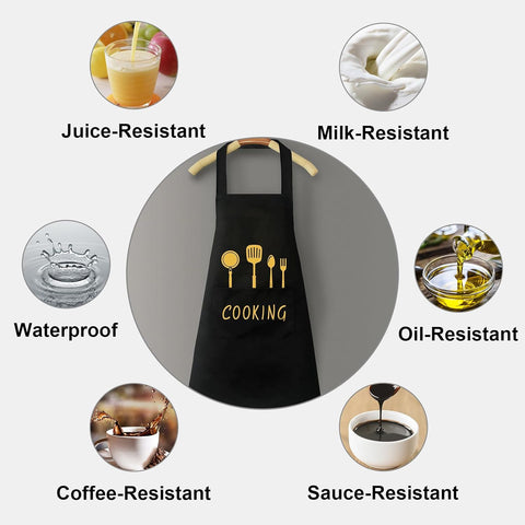 Image of Kitchen Apron with Pockets for Women and Men Chef, Hand-Wiping, Waterproof for Cooking, Barbecue