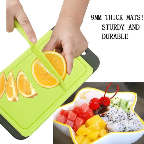 Image of Mini Kitchen Cutting Board Mats, Bpa-Free, Dishwasher Safe, Juice Grooves, Thicker Boards, Easy Grip Handle, Non Porous (1)