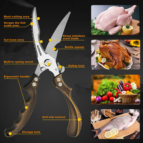 Image of Premium Kitchen Shears Heavy Duty Kitchen Scissors Set 2-Pack,Poultry Shears Heavy Duty Professional,Meat Scissors Heavy Duty Food Scissors,Utility Scissors Bone Shears Cooking Scissors for Kitchen