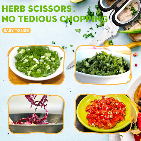 Image of Kitchen Shears 3 Pack - Kitchen Scissors Set with Heavy Duty Kitchen Shears, Herb Scissors with 5 Blades and Cover, Seafood Scissors
