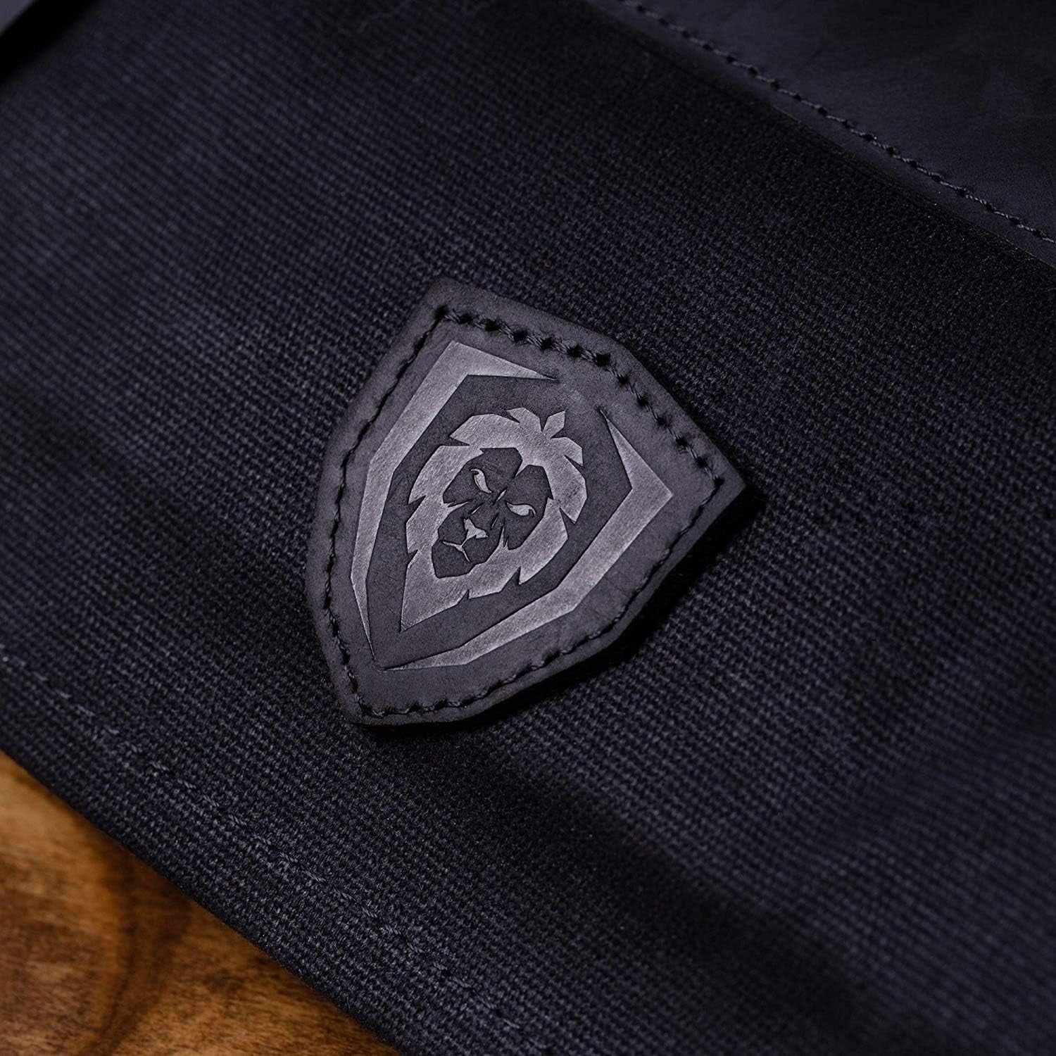 Carrier Bag Case, Nomad Knife Roll - 12Oz Heavy Duty Canvas & Top Grain Leather Roll Bag - 13 Slots - Interior and Rear Zippered Pockets - Blade Travel Storage/Case - Nightmaster (Black)