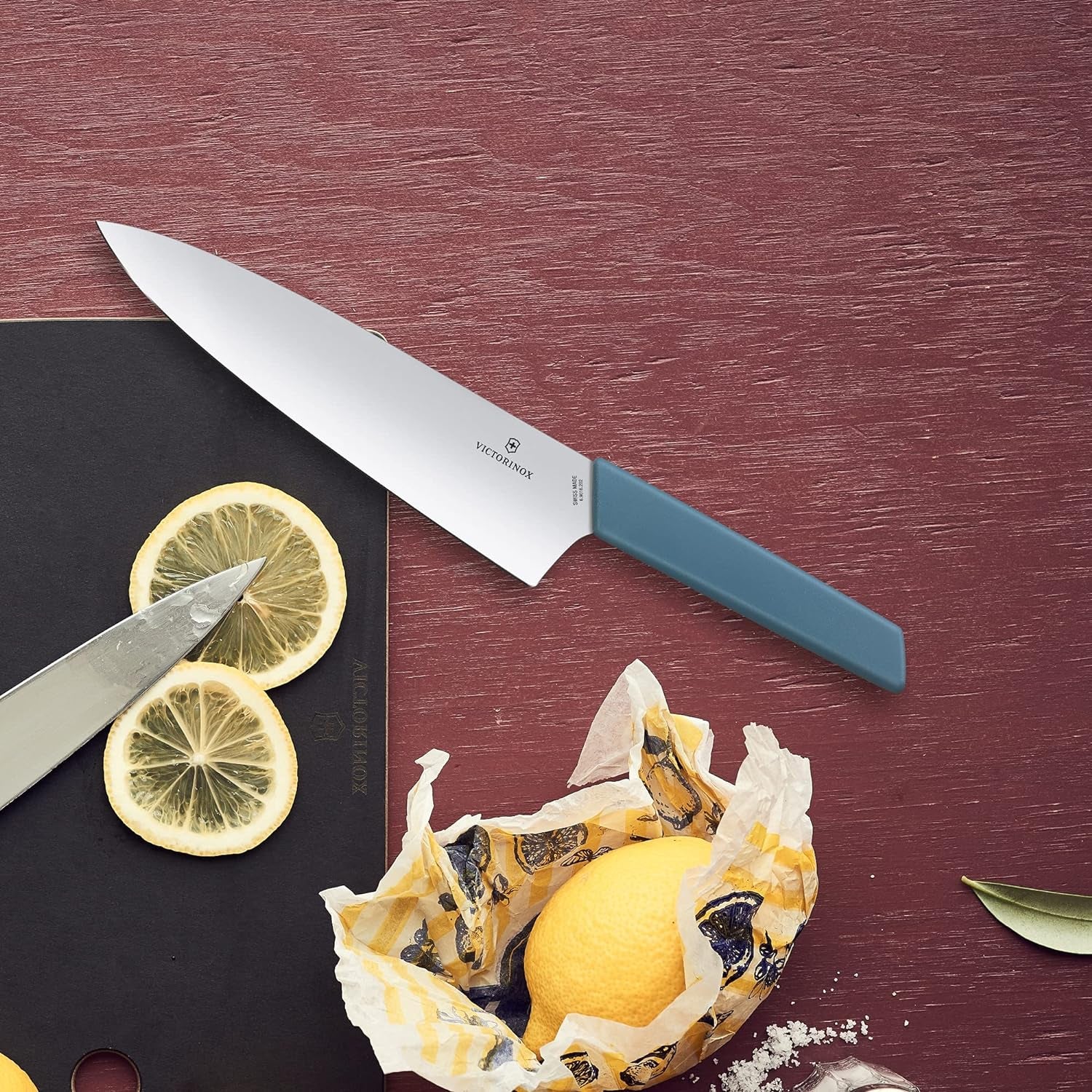 Swiss Modern 7.9-Inch Carving Knife - Straight Edge, Blue Handle