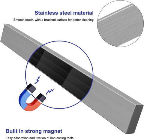 Image of Magnetic Knife Holder for Wall, 2 Pack Knife Magnetic Strip High Quality Stainless Stee, Strong Magnetic Suction No Drilling, Suitable for Household Kitchen Cutter Metal Tools Management (12 Inch)
