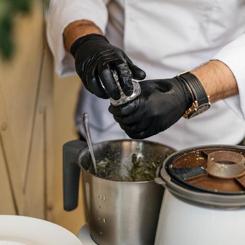 Image of Forpro Disposable Nitrile Gloves, Chemical Resistant, Powder-Free, Latex-Free, Non-Sterile, Food Safe, 4 Mil, Black, Large, 100-Count