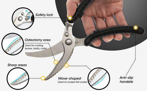 Image of Kitchen Shears Heavy Duty Kitchen Scissors, Cooking Scissors, Dishwasher Safe Meat Scissors, Kitchen Shears for Chicken, Bone, Poultry, Vegetable, Fish.