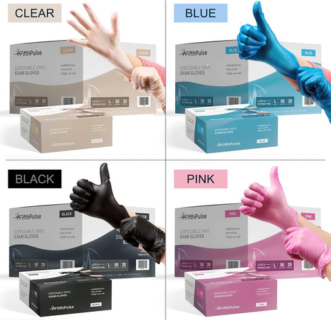Image of Black Vinyl Disposable Gloves - Powder and Latex Free Medical Exam Gloves