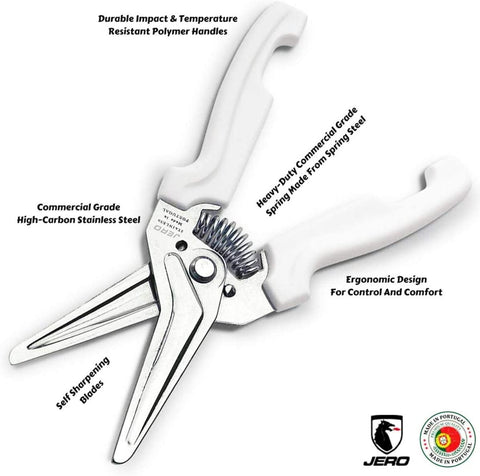 Image of Stainless Steel Kitchen Shears with Holder - Perfect for Herbs, Floral Trimming and Kitchen Use - Made in Portgual White