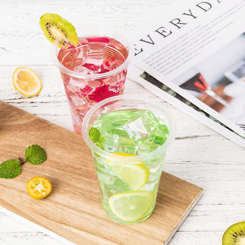 Image of Plastic Cups 9 Oz - 500 Pack, Disposable Clear Plastic Cups, Cold Party Drinking Cups, Transparent Plastic Cups Bulk for Ice Cream, Disposable Cups for Wedding,Christmas Party