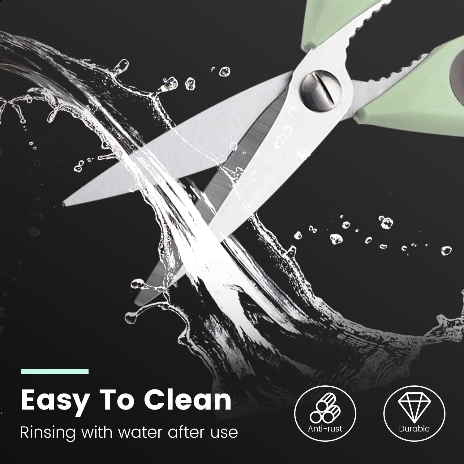 Ultra Sharp Kitchen Scissors with Magnetic Holder, Heavy Duty Kitchen Shears Meat Scissors, Multifunctional Stainless Steel Cooking Poultry Scissors for Household School Picnic(Green)