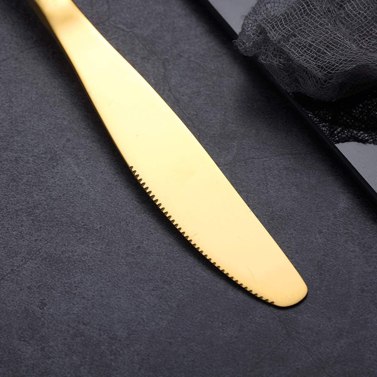 Flatware Set 46 Piece, Stainless Steel with Titanium Gold Plated Flatware Set 45 Pieces Add 1 Pie Sever, Golden Flatware Set, Silverware, Cutlery Set Service for 8 (Shiny Gold)