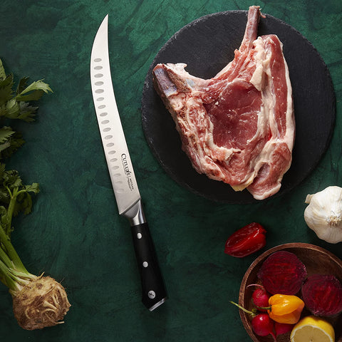Image of Butchers Knife Set – Cimeter and Bullnose Butcher Breaking Knives – Forged High Carbon German Steel – Full Tang & Razor Sharp – Ergonomic Handle Design – Artisan Series
