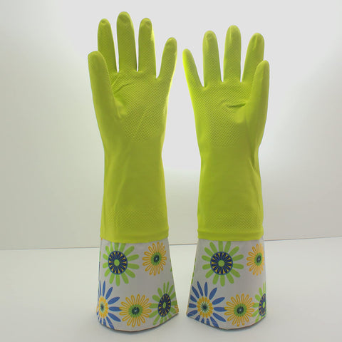 Image of Reusable Waterproof Household Rubber Latex Cleaning Gloves, Kitchen Gloves - Pack of 3