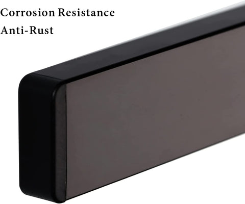 Image of Stainless Steel Magnetic Knife Strip for Wall,16 Inch Magnetic Knife Holder with 3 Hooks,Adhesive Magnetic Knife Bar Rack,No Drilling,Black