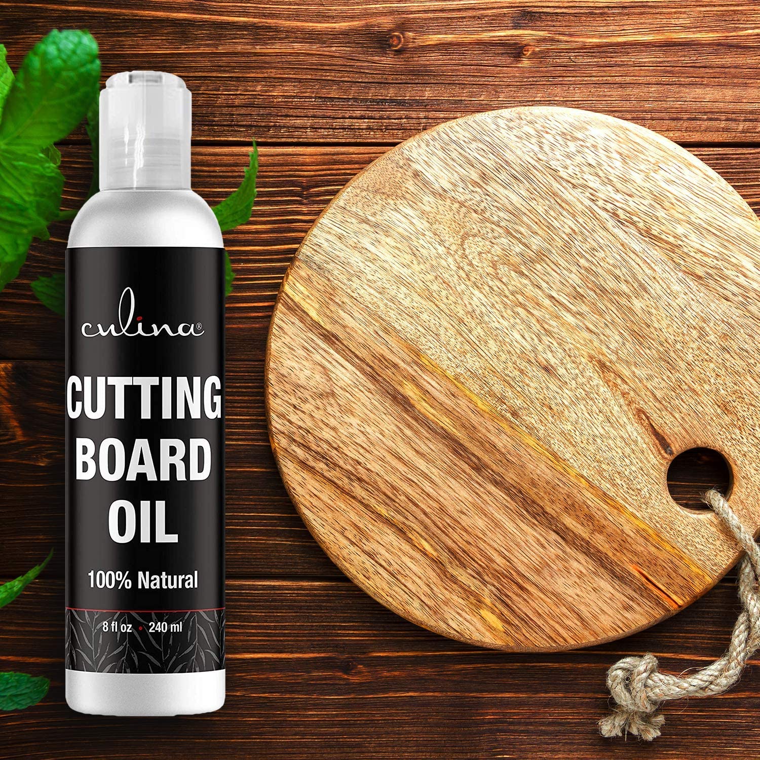 Culina Cutting Board & Butcher Block Conditioning & Finishing Oil | Mineral Oil Free |100% Plant Based & Vegan, Best for Wood & Bamboo Conditioning & Finishing, Makes Cleaning Wood Easier - LivanaNatural