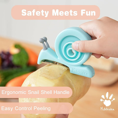 Image of Vegetable Peeler for Kitchen,  Kids Peeler for Potate Carrot Fruit,Cute Snail Design Comfortable Handle for Safety and Control, Peeler for Cucumber, Kiwi, Veggie(Blue)