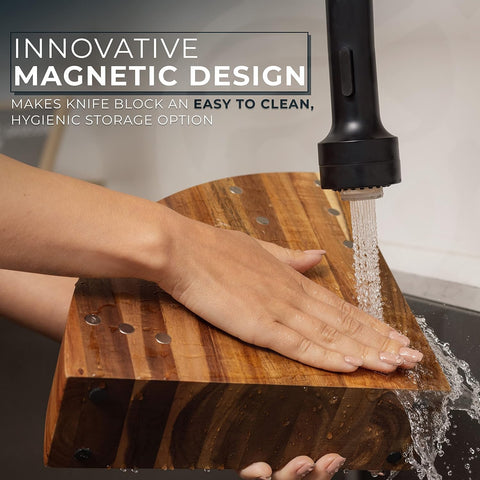 Image of Elegant OTTAVA Magnetic Knife Block Attaches 10 Knives Sanitary Magnetic Knife Holders Magnetic Knife Holder Gift Magnetic Knife Blocks Elevate Kitchen