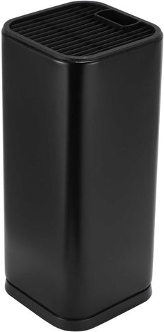 Image of Universal Knife Block Holder, Stainless Steel Organizer with Scissor Slots, Space-Saving Countertop Storage Stand for Any Knife up to 8.10 Inches, (Knives Not in Included) (Black)