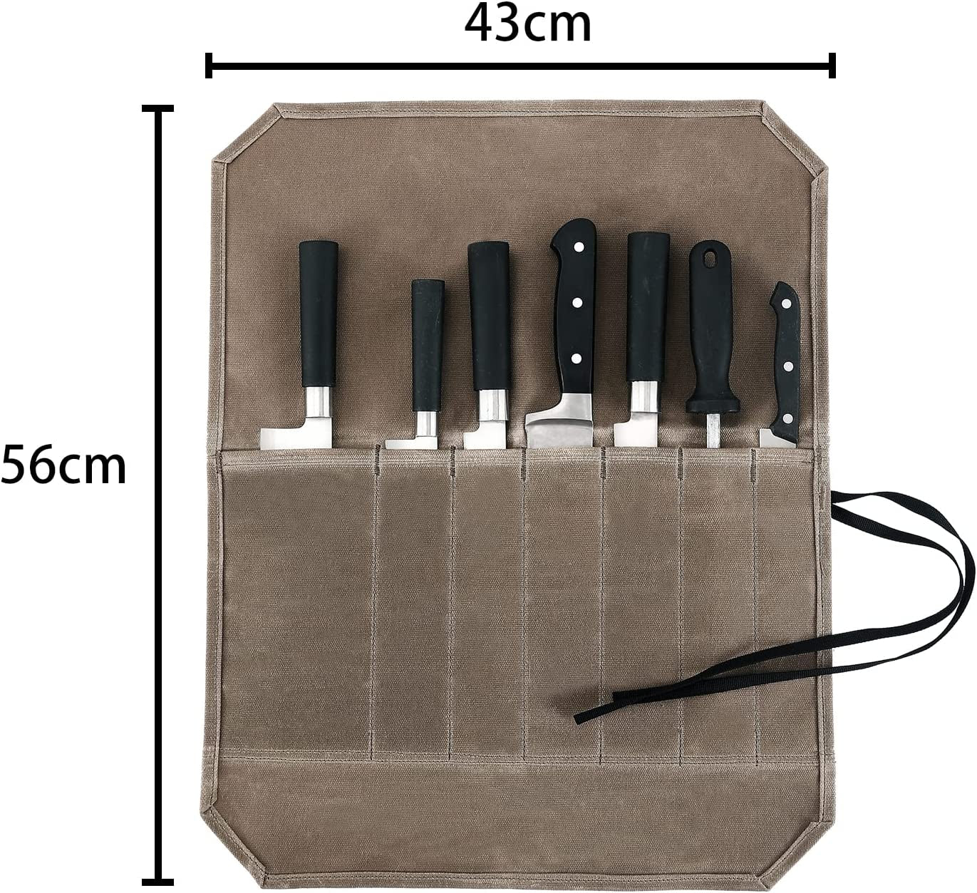 Knife Roll, Chef’S Knife Roll Case, Waxed Canvas Cutlery Knives Holders Protectors, Home Kitchen Cooking Tools and Utensils Wrap Bag Wallet , Multi-Purpose Brush Roll Bag, Travel Tool Roll Pouch