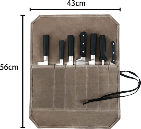 Image of Knife Roll, Chef’S Knife Roll Case, Waxed Canvas Cutlery Knives Holders Protectors, Home Kitchen Cooking Tools and Utensils Wrap Bag Wallet , Multi-Purpose Brush Roll Bag, Travel Tool Roll Pouch