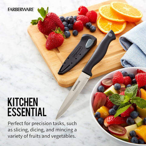 Image of Edgekeeper 4.5-Inch Fine Edge Utility Knife with Self-Sharpening Blade Cover, High Carbon-Stainless Steel Kitchen Knife with Ergonomic Handle, Razor-Sharp Knife, Black