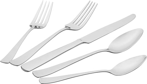 Image of 20-Piece Stainless Steel Flatware Set with Square Edge, Service for 4, Silver