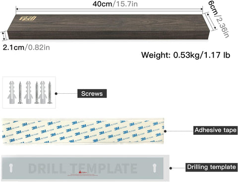 Image of Ash Wood Magnetic Knife Strip, Magnet Utensil Holder for Wall, Refrigerator, Wooden Rack for Kitchen Knives, No Drill (Dark Brown, 16 Inches, without Knives)