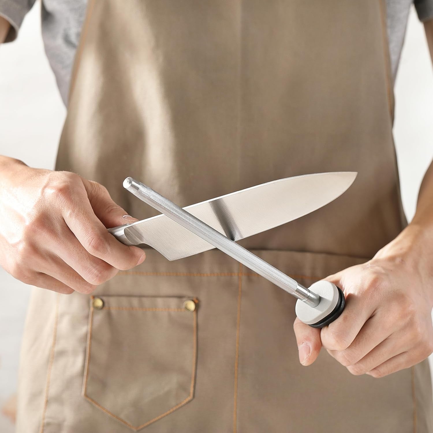 Knife Sharpener Rod,  12 Inch Knife Sharpening Steel, Knife Sharpening Rod with Ergonomic PP Handle (Black)