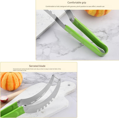 Image of Watermelon Slicer Cutter, Watermelon Fork Slicer, Summer Watermelon Cutting Artifact, Stainless Steel Fruit Forks Slicer Knife for Family Parties Camping