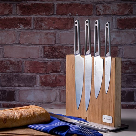 Image of Magnetic Wood Knife Block for Kitchen Counter, Natural Oak, 11" X 3.5"