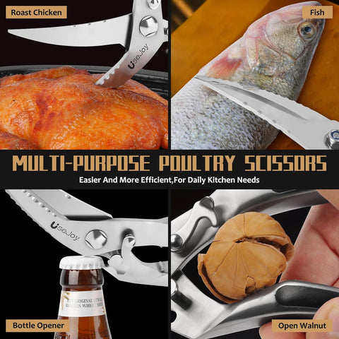 Image of Professional Kitchen Scissors, Cooking Shears Scissors for Meat, Poultry Shears Heavy Duty, Stainless Steel Meat Scissors, Cooking Scissors for Chicken, Turkey, Fish,Bone