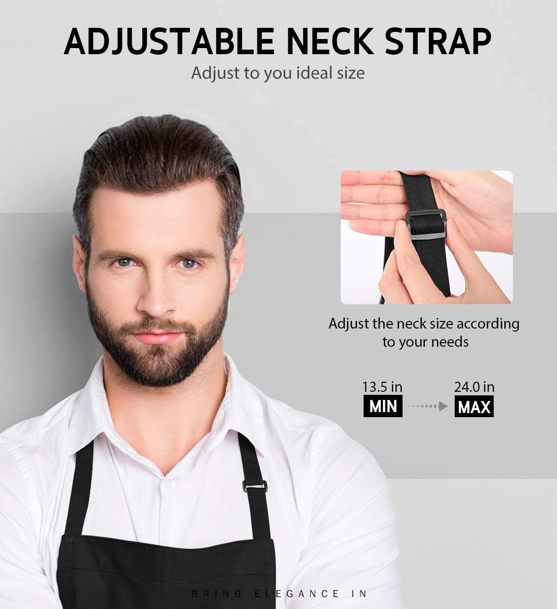 2 Pack Adjustable Bib Apron Thicker Version Waterdrop Resistant with 2 Pockets Cooking Kitchen Aprons for Women Men Chef, Black