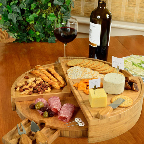 Image of Multi-Level Cheese/Charcuterie Board - Patented Unique Design Stores as a Wedge