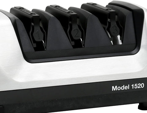 Image of Chef'Schoice Hone Electric Knife Sharpener for 15 and 20-Degree Knives 100% Diamond Abrasive Stropping Precision Guides for Straight and Serrated Edges, 3-Stage, Gray