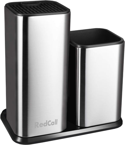 Image of Kitchen Knife Holder,Stainless Steel Universal Knife Block without Knives for Countertop,Modern Knife Utensil Holder for Counter,Edge-Protect Knife Storage Organizer (Stainless Steel (Silver))