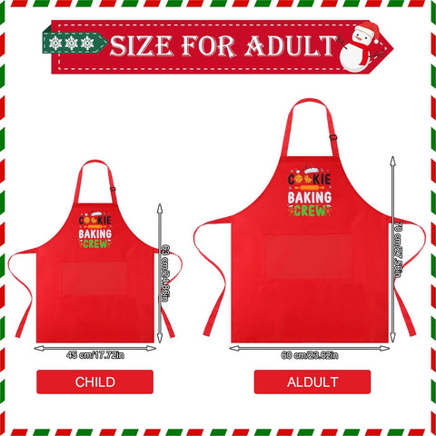 Image of 4 Pack Christmas Matching Aprons Christmas Baking Crew Kitchen Apron for Family Cooking Baking