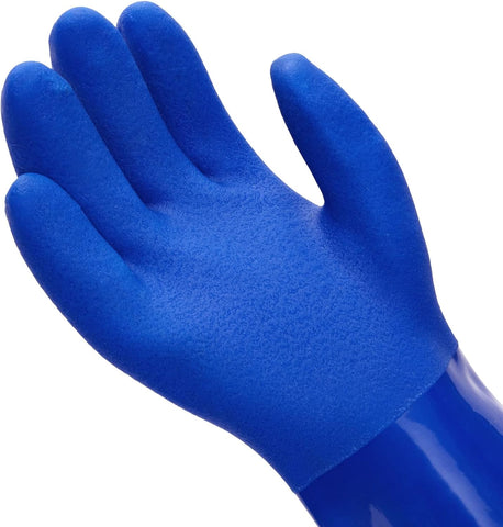 Image of 2 Pairs Rubber Household Cleaning Gloves for Kitchen Dishwashing, Cotton Lined (Blue)