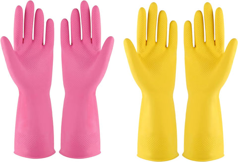 Image of Rubber Gloves Dishwashing 2 or 4 Pairs for Kitchen,Cleaning Gloves for Household Reuseable.