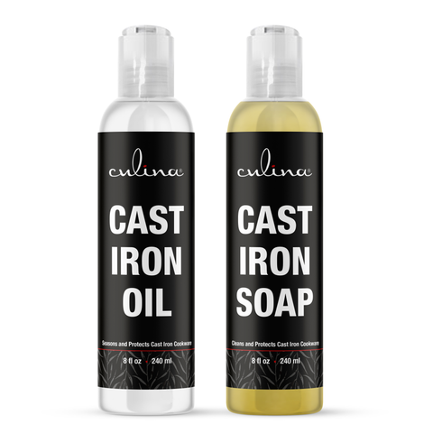 Image of Cast-Iron Soap Kosher OU certified 8 oz Bundled with Cast-Iron Oil 8 oz by Culina Kosher OU Certified - Livananatural
