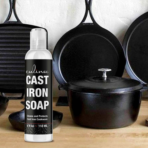 Image of Cast Iron Soap by Culina - cast iron cleaner Cleans and Protects Cast Iron Cookware, Kosher Certified 4oz - LivanaNatural