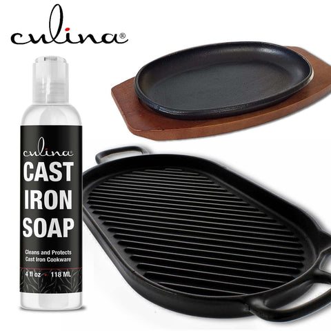 Image of Cast Iron Soap by Culina - cast iron cleaner Cleans and Protects Cast Iron Cookware, Kosher Certified 4oz - LivanaNatural