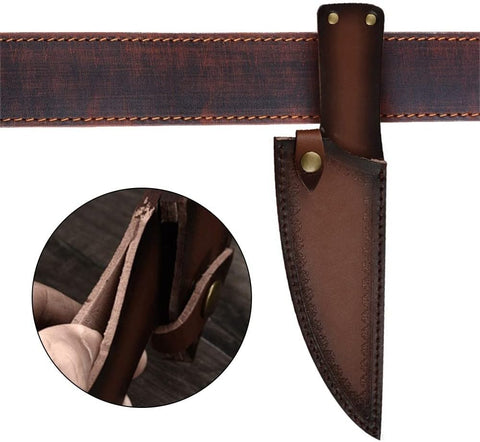 Image of 8" Straight Knife Sheath, Vertical Knife Sheaths Belt Leather Knife Sheath Holder for 8'' Kitchen Chef Knife