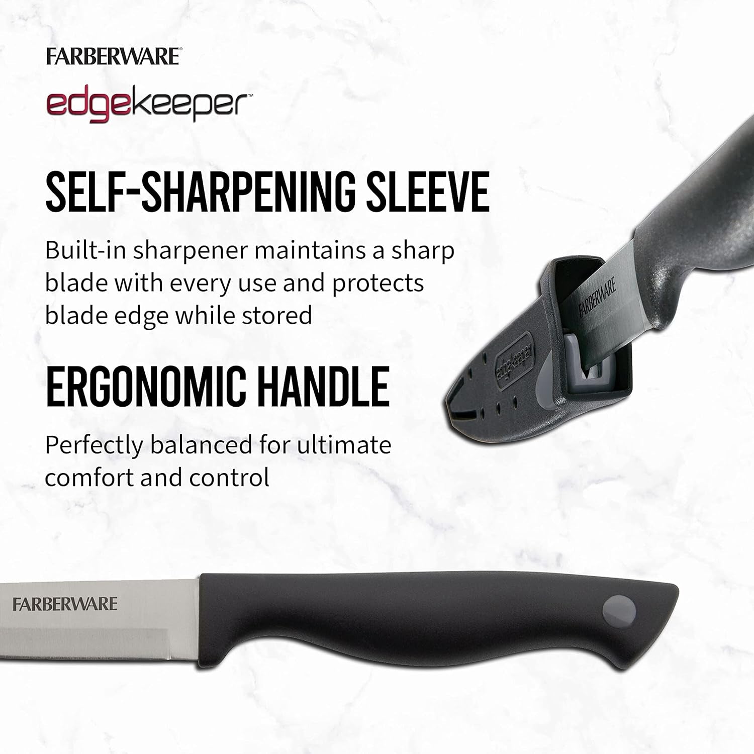 Edgekeeper 4.5-Inch Fine Edge Utility Knife with Self-Sharpening Blade Cover, High Carbon-Stainless Steel Kitchen Knife with Ergonomic Handle, Razor-Sharp Knife, Black